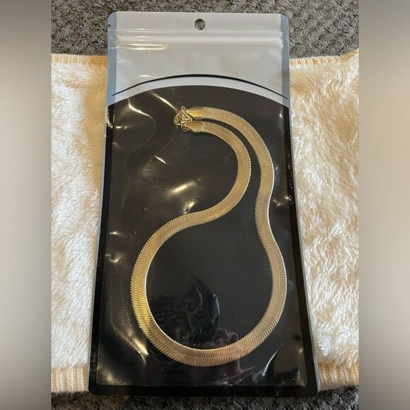 ARGENTO VIVO THICK HERRINGBONE CHAIN NECKLACE 18k Plated Sterling Silver - Picture 4 of 5